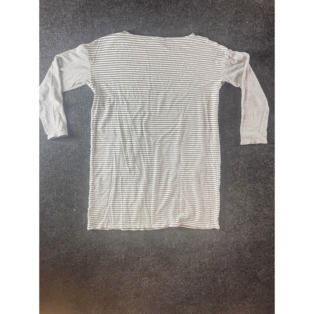 J Jill Dress Womens M Gray White Striped Knee Length Long Sleeve Pockets Tunic - Picture 3 of 5